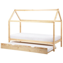 Beliani Kids Trundle Bed Pine Wood Crillon 90 X 200 Cm (Eu Single) Light Brown - thumbnail 4