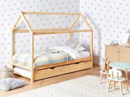 Beliani Kids Trundle Bed Pine Wood Crillon 90 X 200 Cm (Eu Single) Light Brown - thumbnail 2