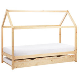 Beliani Kids Trundle Bed Pine Wood Crillon 90 X 200 Cm (Eu Single) Light Brown - thumbnail 1