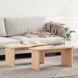 Berkfield Coffee Table 2 Pcs Natural 100 X 69 X 35.5 Cm Solid Pine Wood - thumbnail 4
