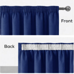 Bedlooms Navy Thermal Insulated Blackout Pencil Pleat Short Window Curtain (Pair) 46 X 54 Inches With Tie Backs Two - thumbnail 6