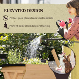 Outsunny Wooden Planter Raised Bed Stand Vegetable Flower Bed, Natural - thumbnail 4