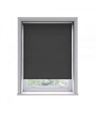 120Cm No Drill Self Adhesive Black Thermal Blackout Roller Blind (170Cm Drop)