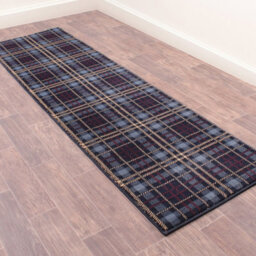 Tartan Blue Chequered Tartan Easy To Clean Rug For Dining Room -60Cm X 110Cm - thumbnail 9