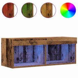 Berkfield Modern Tv Wall Cabinet With Led Lights Old Wood 80X30X30 Cm - thumbnail 4