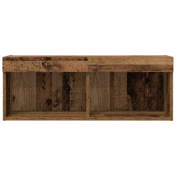 Berkfield Modern Tv Wall Cabinet With Led Lights Old Wood 80X30X30 Cm - thumbnail 8