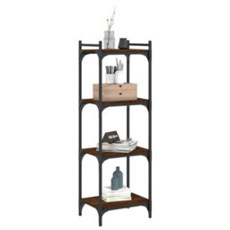 Berkfield Bookcase 4-Tier Brown Oak 40X30X120 Cm Engineered Wood - thumbnail 3