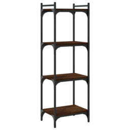 Berkfield Bookcase 4-Tier Brown Oak 40X30X120 Cm Engineered Wood - thumbnail 6