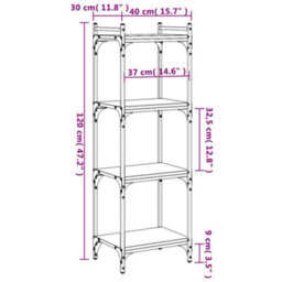 Berkfield Bookcase 4-Tier Brown Oak 40X30X120 Cm Engineered Wood - thumbnail 9