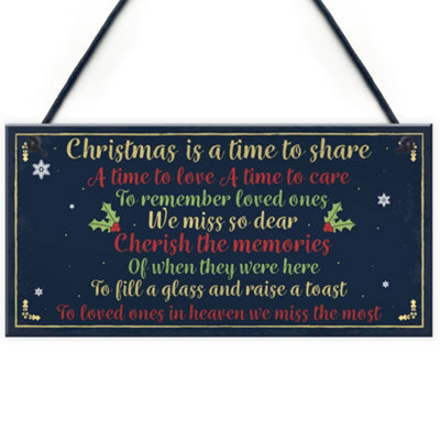 Red Ocean Christmas Xmas Memorial Tree Hanging Decoration Bauble Family Grave Side Memorial Poem Quote Gift - image 1