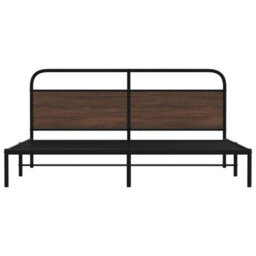 Berkfield Metal Bed Frame Without Mattress Brown Oak 193X203 Cm - thumbnail 5
