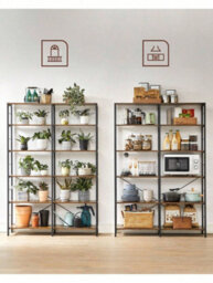 LEDREM 6-Tier Bookshelf, Shelving Unit, Tall Storage Shelf, Industrial Style, Room Divider, Living Room, Study, Kitchen - thumbnail 7