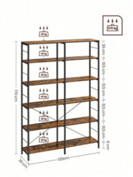 LEDREM 6-Tier Bookshelf, Shelving Unit, Tall Storage Shelf, Industrial Style, Room Divider, Living Room, Study, Kitchen - thumbnail 6