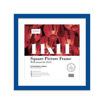 "11X11"" Blue Picture Frame - 11X11"" Square Frame With 10X10"" Mount For 11X11""/10X10"" Pictures Art Deco Style Room Decor, 1 Pack" - image 1