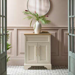 Homestylestore Antique White And Oak 645mm Bathroom Vanity Unit And Brushed Brass T Bar Handles - thumbnail 3