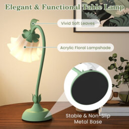 Costway Bedside Table Lamp Vintage Nightstand Lamp With Lily Of The Valley Acrylic Lampshade - thumbnail 8