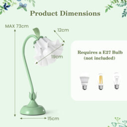 Costway Bedside Table Lamp Vintage Nightstand Lamp With Lily Of The Valley Acrylic Lampshade - thumbnail 4