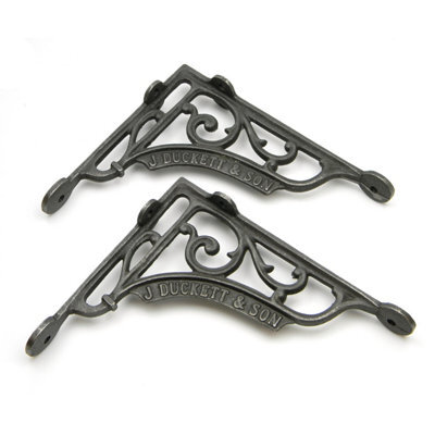 "Pair Of Antique Cast Iron J Duckett Shelf Brackets - 180mm X 195mm  7"" X 7.75""" - image 1