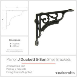"Pair Of Antique Cast Iron J Duckett Shelf Brackets - 180mm X 195mm  7"" X 7.75""" - thumbnail 2