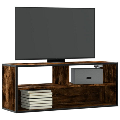 Walplus Tv Cabinet Smoked Oak 100X31X39.5 Cm Engineered Wood And Metal - image 1