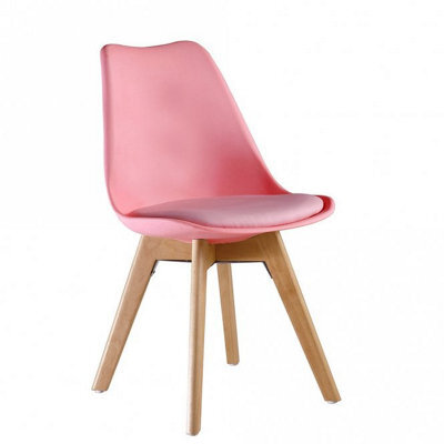 Life Interiors Lorenzo Padded Dining Chair, Tulip Chair For Lounge Office Dining Room Kitchen, Single, Pink - image 1