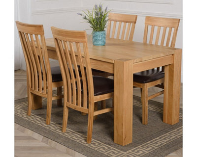 That's Furniture Kuba 150 X 85 Cm Chunky Medium Oak Dining Table And 4 Chairs Dining Set With Harvard Chairs - image 1