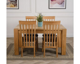 That's Furniture Kuba 150 X 85 Cm Chunky Medium Oak Dining Table And 4 Chairs Dining Set With Harvard Chairs - thumbnail 2