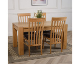 That's Furniture Kuba 150 X 85 Cm Chunky Medium Oak Dining Table And 4 Chairs Dining Set With Harvard Chairs - thumbnail 3
