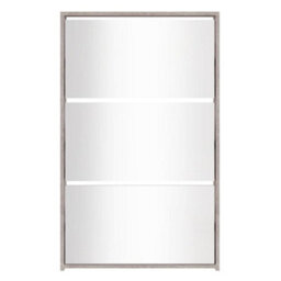 Berkfield Shoe Cabinet With Mirror 3-Layer Concrete Grey 63X17X102.5 Cm - thumbnail 4