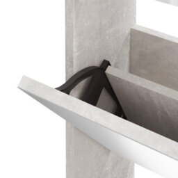 Berkfield Shoe Cabinet With Mirror 3-Layer Concrete Grey 63X17X102.5 Cm - thumbnail 6