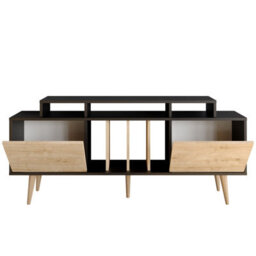 Decorotika Char Tv Stand Tv Unit For Tvs Up To 72 Inch Black And Sapphire Oak - thumbnail 4