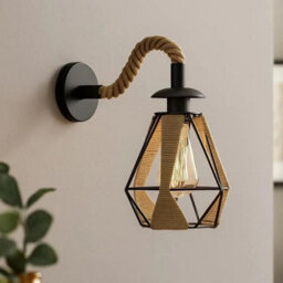 Ledsone Retro Hemp Rope Wall Sconce Lamp Rustic Industrial E27 Base Metal Shade Wall Mounted Lighting Fixture With Bulb - thumbnail 6