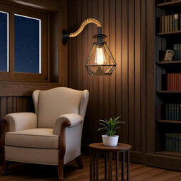 Ledsone Retro Hemp Rope Wall Sconce Lamp Rustic Industrial E27 Base Metal Shade Wall Mounted Lighting Fixture With Bulb - thumbnail 5