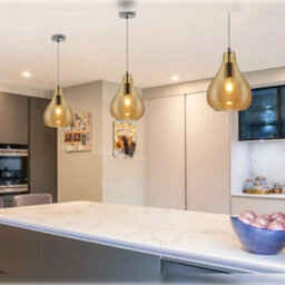 Long Life Lamps Company Modern Tear Drop Ceiling Pendant Light Glass Smoked Amber Lamp Shade H3067 - thumbnail 8