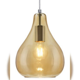 Long Life Lamps Company Modern Tear Drop Ceiling Pendant Light Glass Smoked Amber Lamp Shade H3067