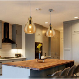 Long Life Lamps Company Modern Tear Drop Ceiling Pendant Light Glass Smoked Amber Lamp Shade H3067 - thumbnail 7