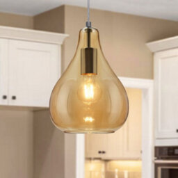 Long Life Lamps Company Modern Tear Drop Ceiling Pendant Light Glass Smoked Amber Lamp Shade H3067 - thumbnail 6
