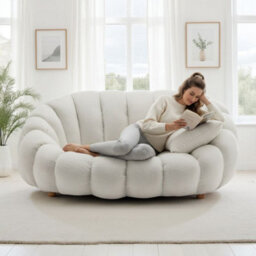 Teddy Boucle Fabric Pink Mirielle 2 Seat Accent Chair - thumbnail 7