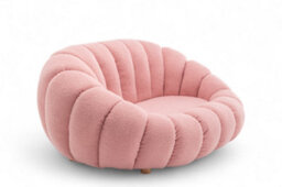 Teddy Boucle Fabric Pink Mirielle 2 Seat Accent Chair - thumbnail 5