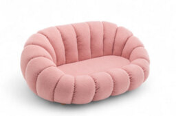 Teddy Boucle Fabric Pink Mirielle 2 Seat Accent Chair - thumbnail 4
