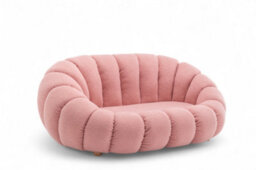 Teddy Boucle Fabric Pink Mirielle 2 Seat Accent Chair - thumbnail 3