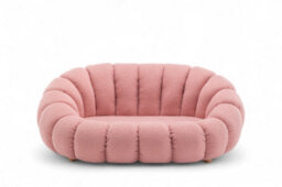 Teddy Boucle Fabric Pink Mirielle 2 Seat Accent Chair - thumbnail 2