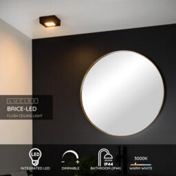 Lucide Brice-Led Modern Flush Ceiling Light Bathroom - Led Dim. - 1X8W 3000K - Ip44 - Black - thumbnail 2