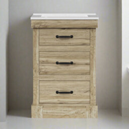 Teamson Home Single Bathroom Vanity With Integrated Square Sink And Two Drawers, Light Oak - 865 X 610 X 470 (mm) - thumbnail 1