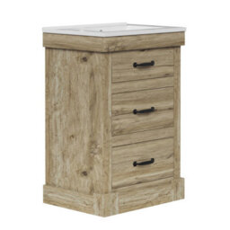 Teamson Home Single Bathroom Vanity With Integrated Square Sink And Two Drawers, Light Oak - 865 X 610 X 470 (mm) - thumbnail 3