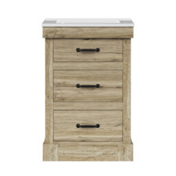 Teamson Home Single Bathroom Vanity With Integrated Square Sink And Two Drawers, Light Oak - 865 X 610 X 470 (mm) - thumbnail 2