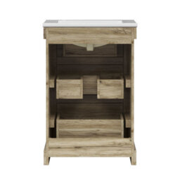 Teamson Home Single Bathroom Vanity With Integrated Square Sink And Two Drawers, Light Oak - 865 X 610 X 470 (mm) - thumbnail 5
