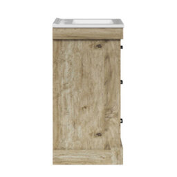 Teamson Home Single Bathroom Vanity With Integrated Square Sink And Two Drawers, Light Oak - 865 X 610 X 470 (mm) - thumbnail 4