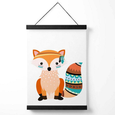 Artze Wall Art Orange Fox Tribal Animal Art Print With Black Frame Size: A4 - image 1