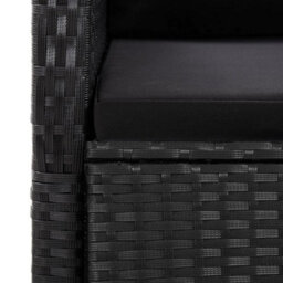 Berkfield 7 Piece Garden Dining Set With Cushions Black Poly Rattan - thumbnail 6